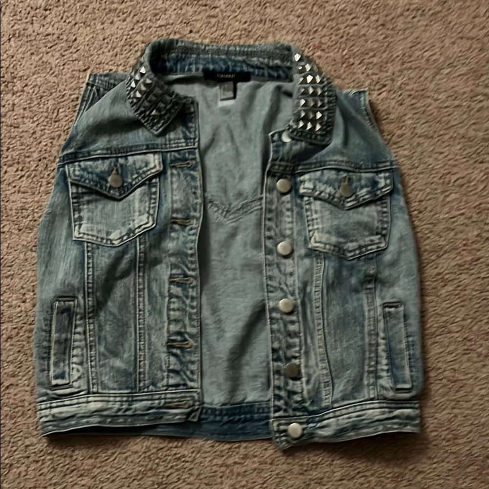 Forever 21 Studded Light Blue Jean Jacket
